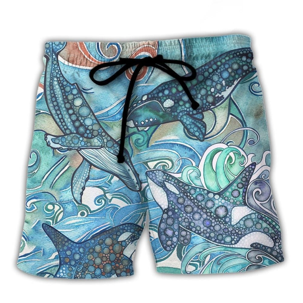 Shark Ocean Stained Glass Art – Beach Short