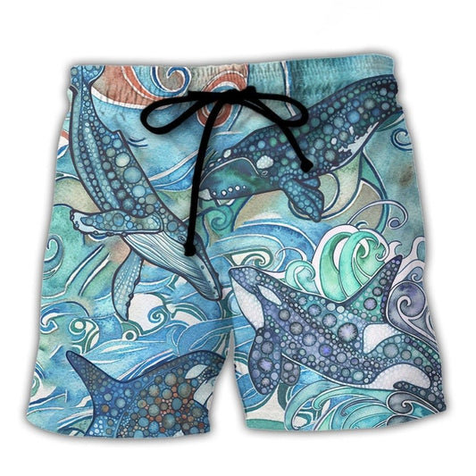 Shark Ocean Stained Glass Art – Beach Short