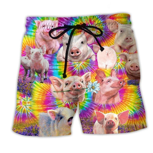 Pig Animals Cute Distracted Piggy - Beach Short