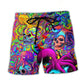 Colorful Hippie Skull Octopus Tie Dye - Beach Short