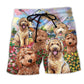 Goldendoodle With Flowers Dog Art – Beach Short