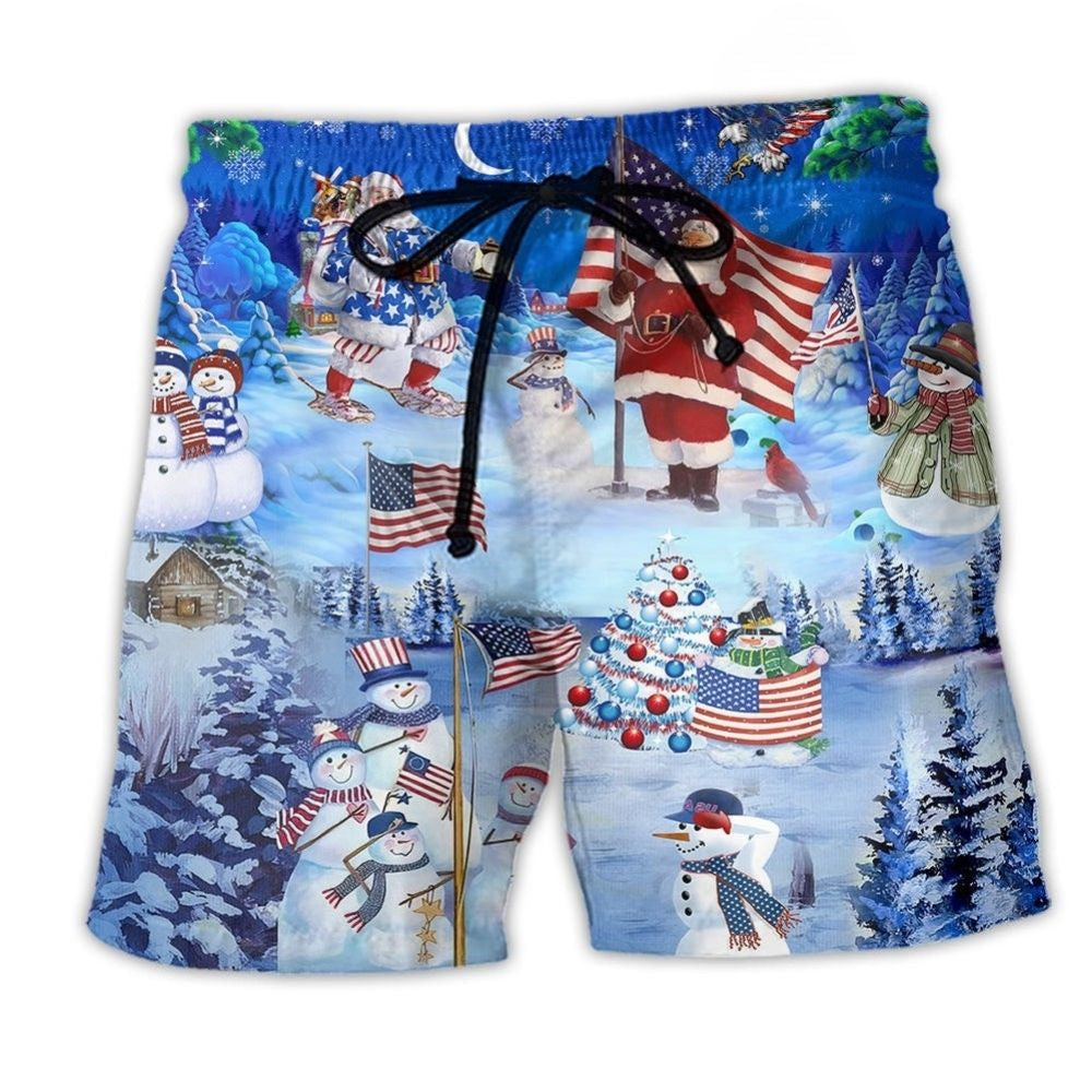 Merry Xmas Funny America – Beach Short