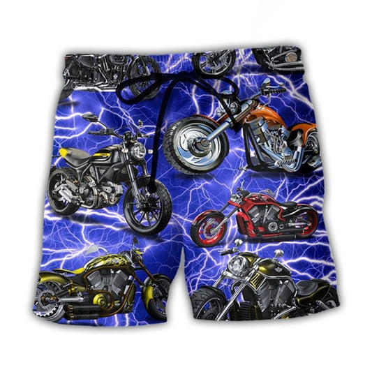 Motorcycle Lover Blue Lightning Cool – Beach Short