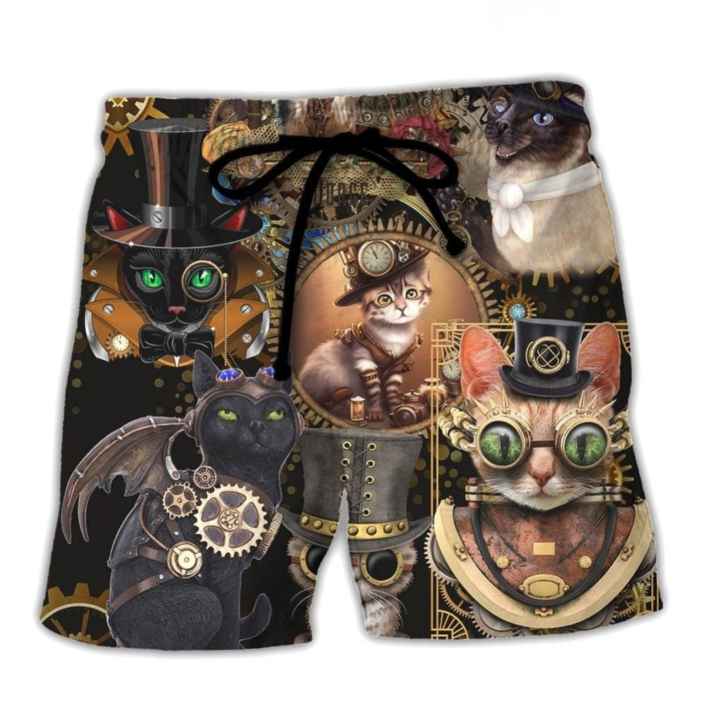 Steampunk Cat Calm Style Art – Beach Short