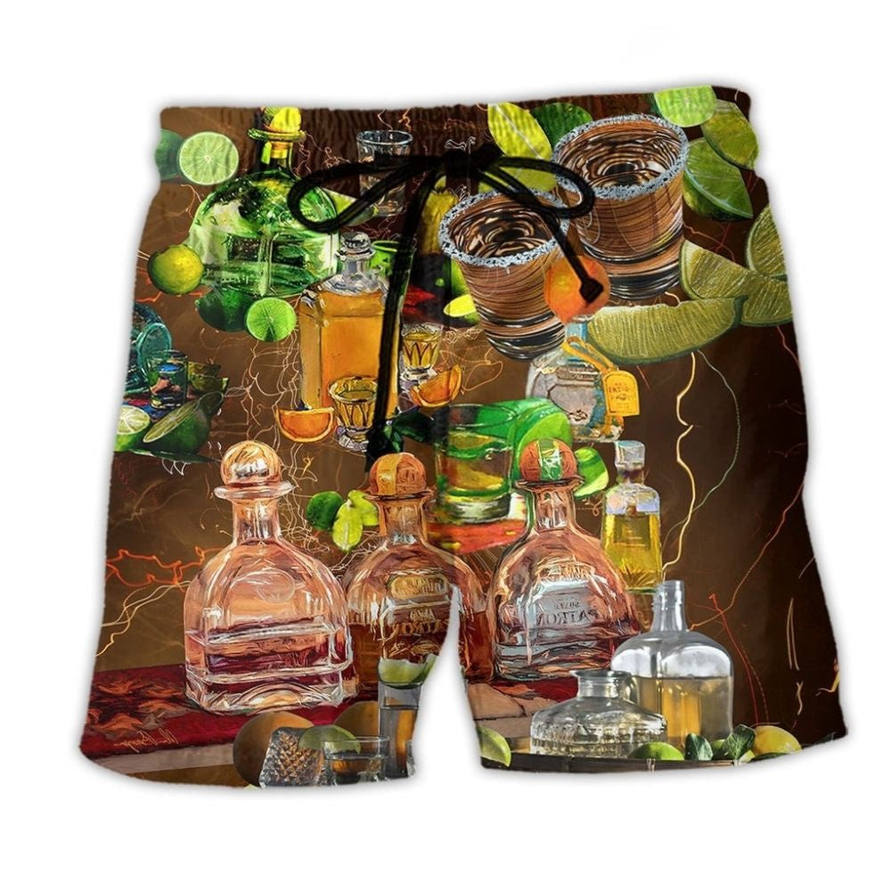 Wine Lemon Salt Humor Quote - Beach Short