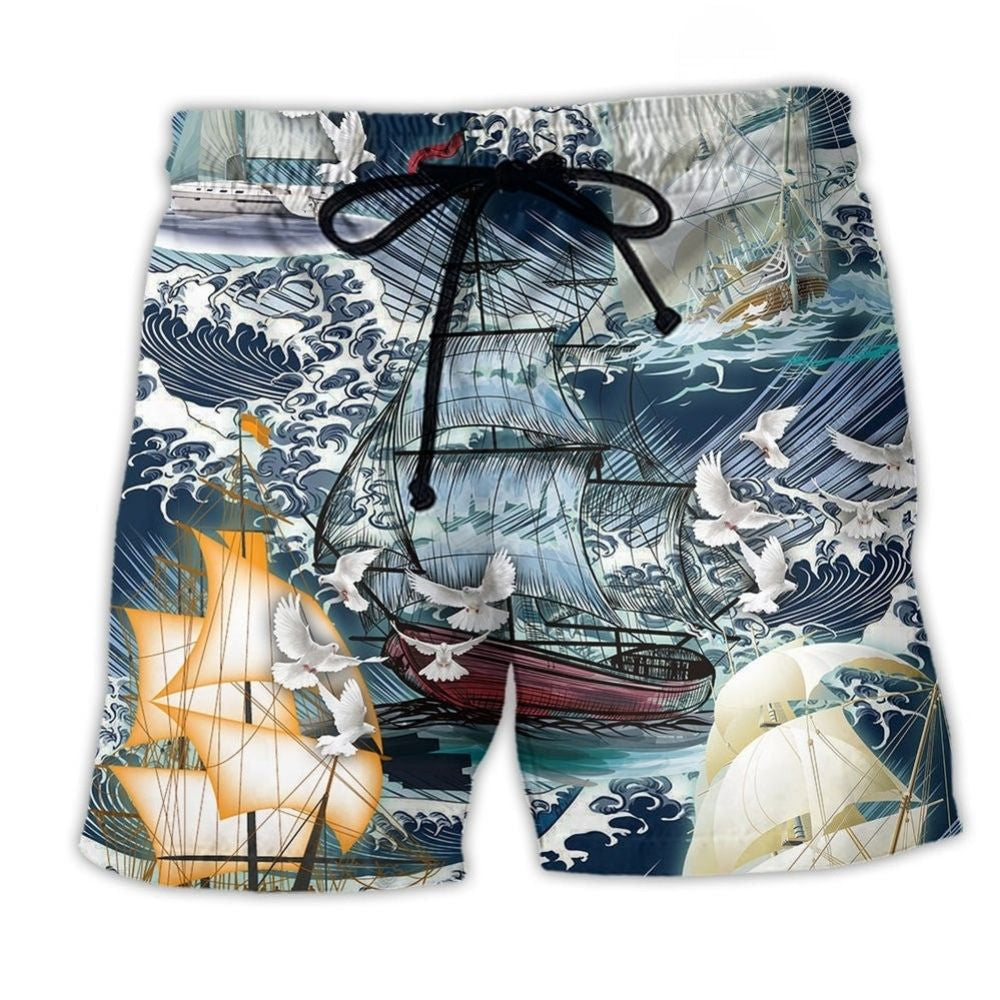 Dove Wave Ocean Peace Art – Beach Short