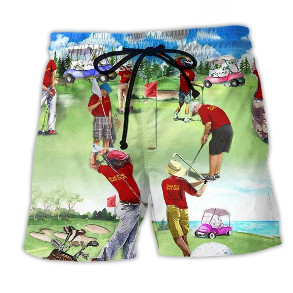 Golf Player Blue Sky Art - Beach Short