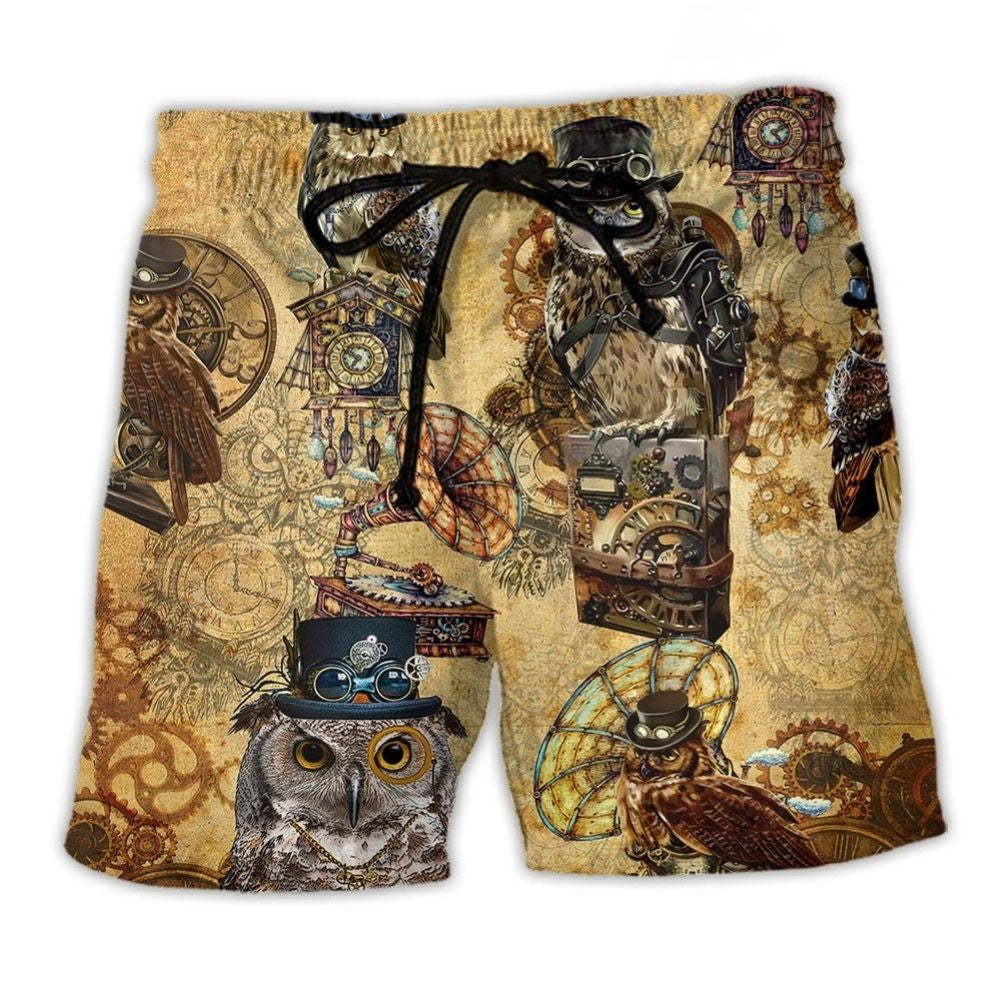 Owl Wisdom Vintage Serious Art – Beach Short