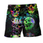 Skull Green Splash Color Art – Beach Short