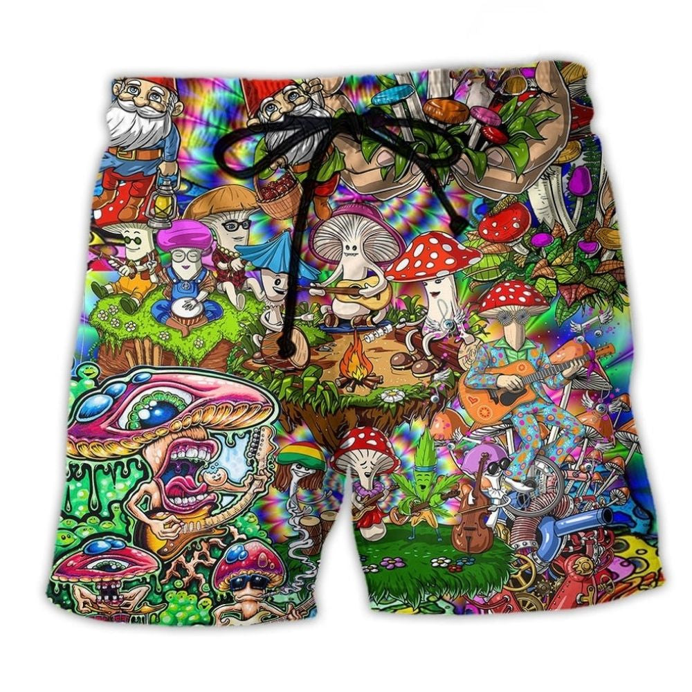Hippie Mushroom Music Life Art - Beach Short