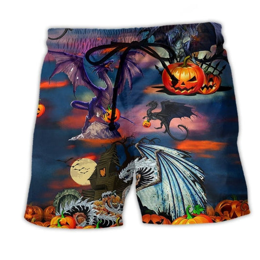 Halloween Dragon Treasure Guardian Art - Beach Short