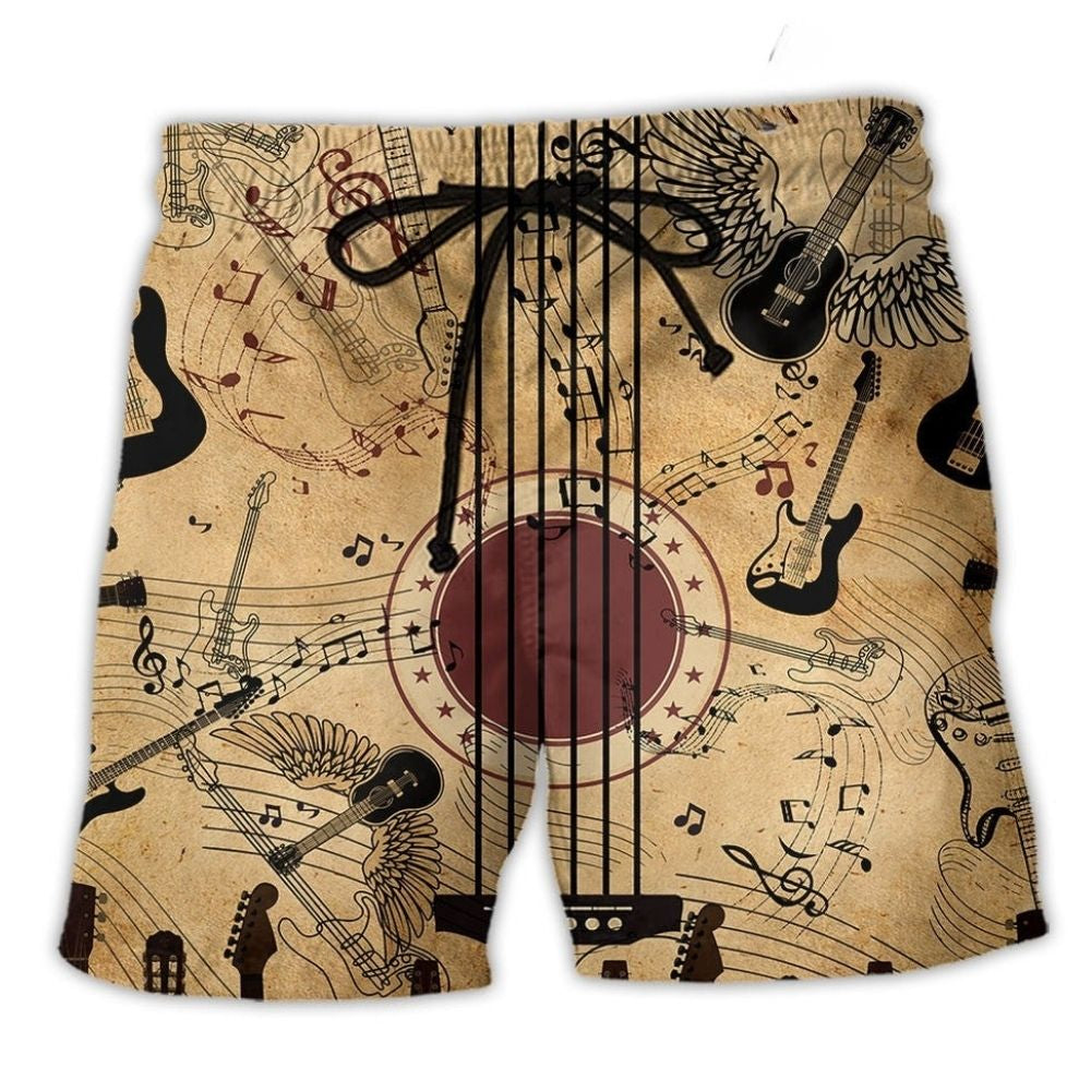 Music Guitar Vintage Artwork – Beach Short