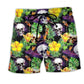 Skull Life Yellow Flower Art – Beach Short
