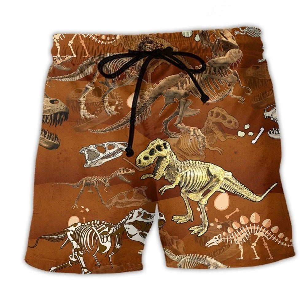 T-Rex Dinosaur Skull Art – Beach Short