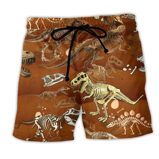 T-Rex Dinosaur Skull Art – Beach Short