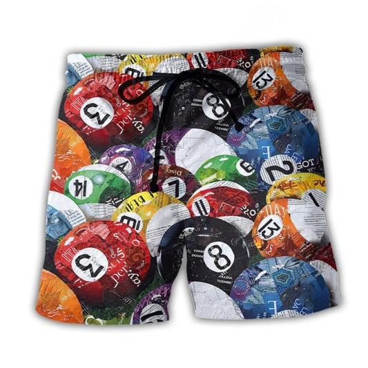Classic Billiard Balls Pool Play Art – Beach Short