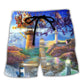 Lighthouse Shine Through Storm Art – Beach Short