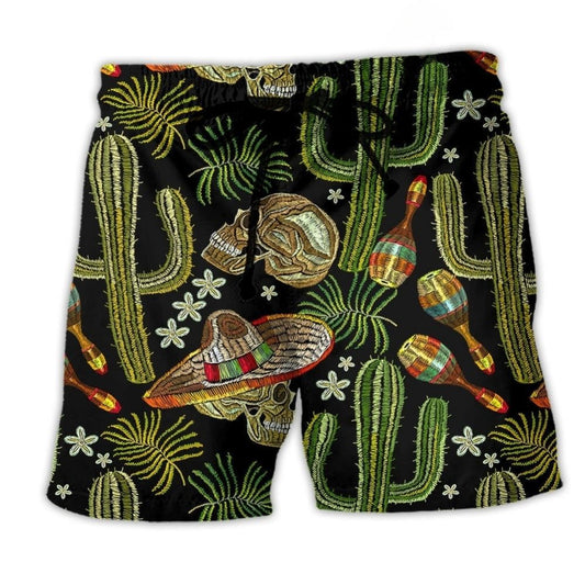 Mexican Skull Dark Cool Art – Beach Short