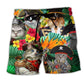 Pirate Cat Tropical Floral – Beach Short