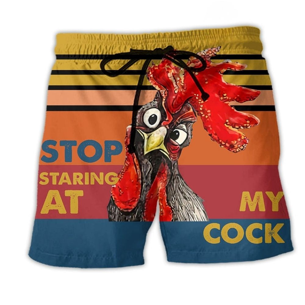 Rooster Farm Humor Bold Attitude Art – Beach Short