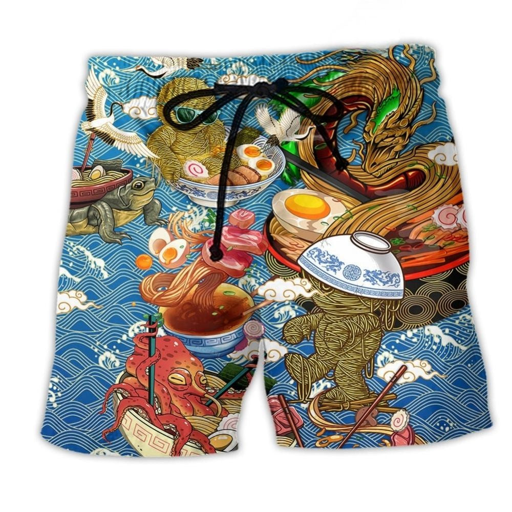 Ramen Food Humor Fixes Everything - Beach Short