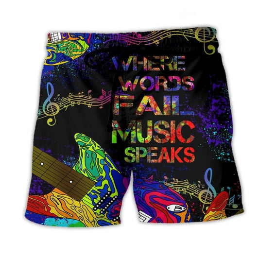 Guitar Music Speaks Colorful – Beach Short