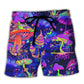 Neon Galaxy Hippie Mushroom Art - Beach Short