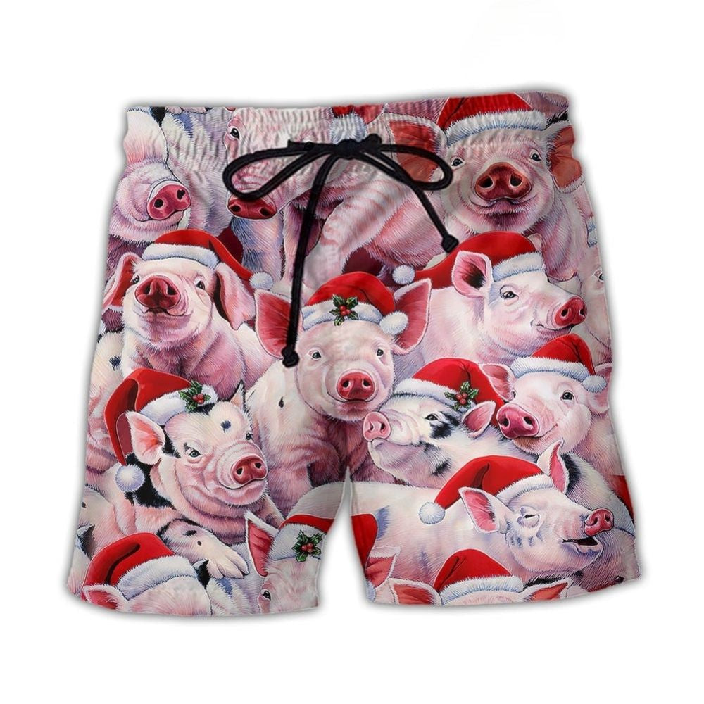 Funny Christmas Piggies Holiday Art – Beach Short