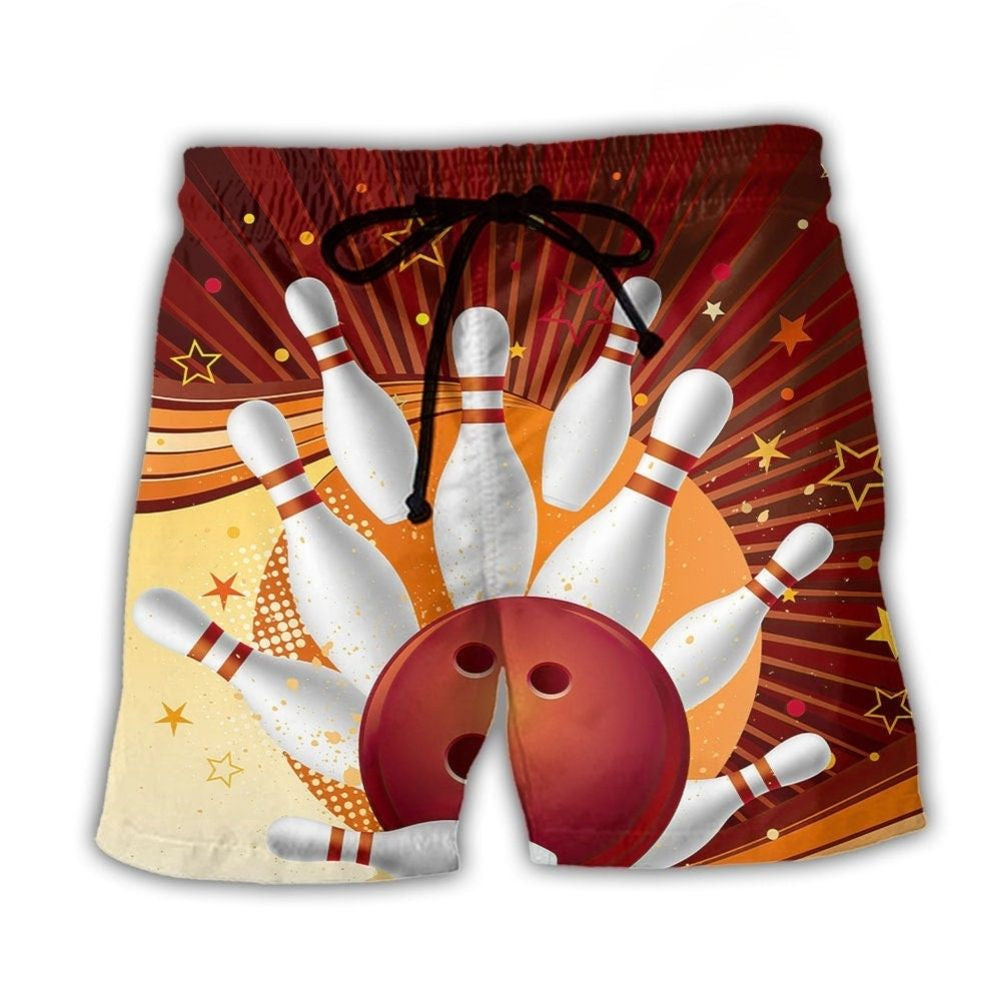 Retro Bowling Strike Game Style – Beach Short