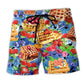 Pancake Strawberry Blueberry Food Art - Beach Short