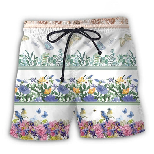 Floral Bird And Butterfly Nature – Beach Short