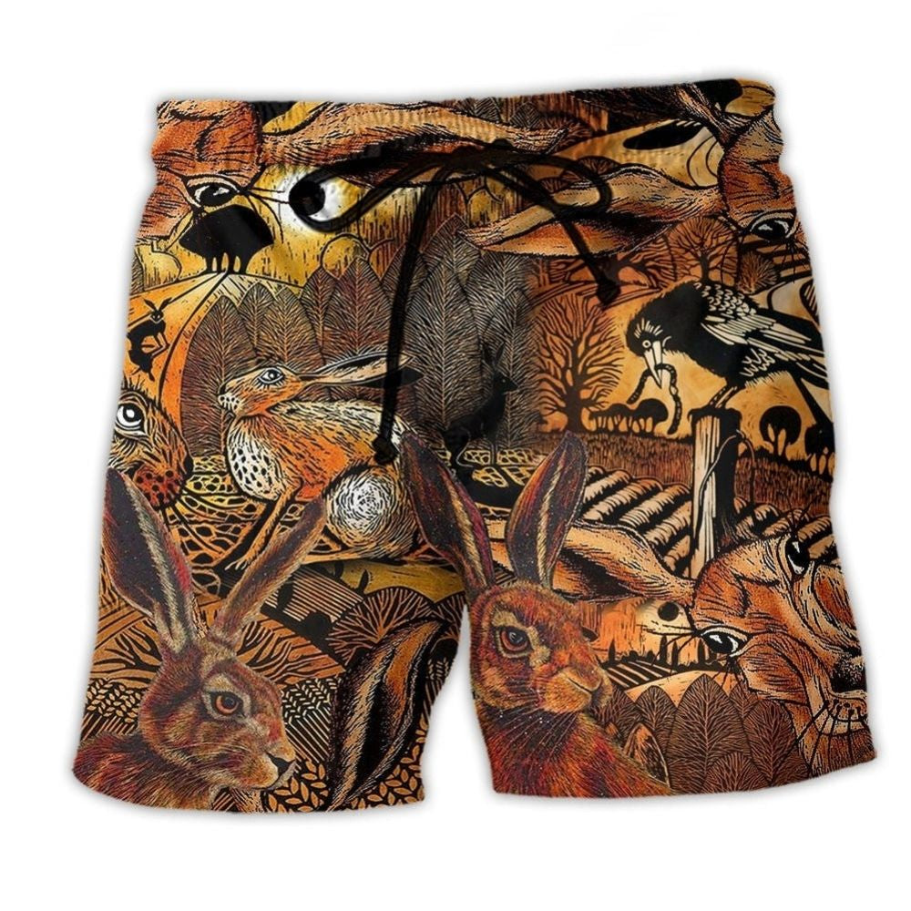 Spooky Hares In The Field Fantasy – Beach Short