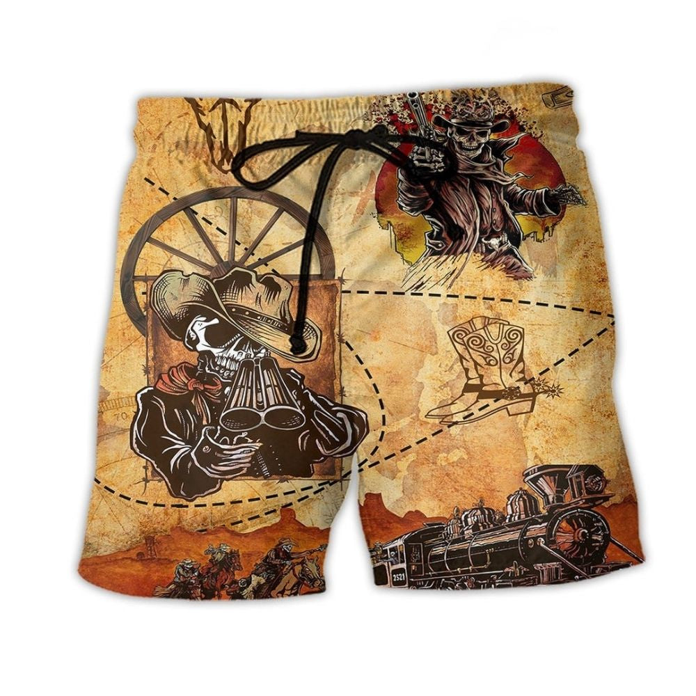 Cowboy Skull Love Life Art – Beach Short