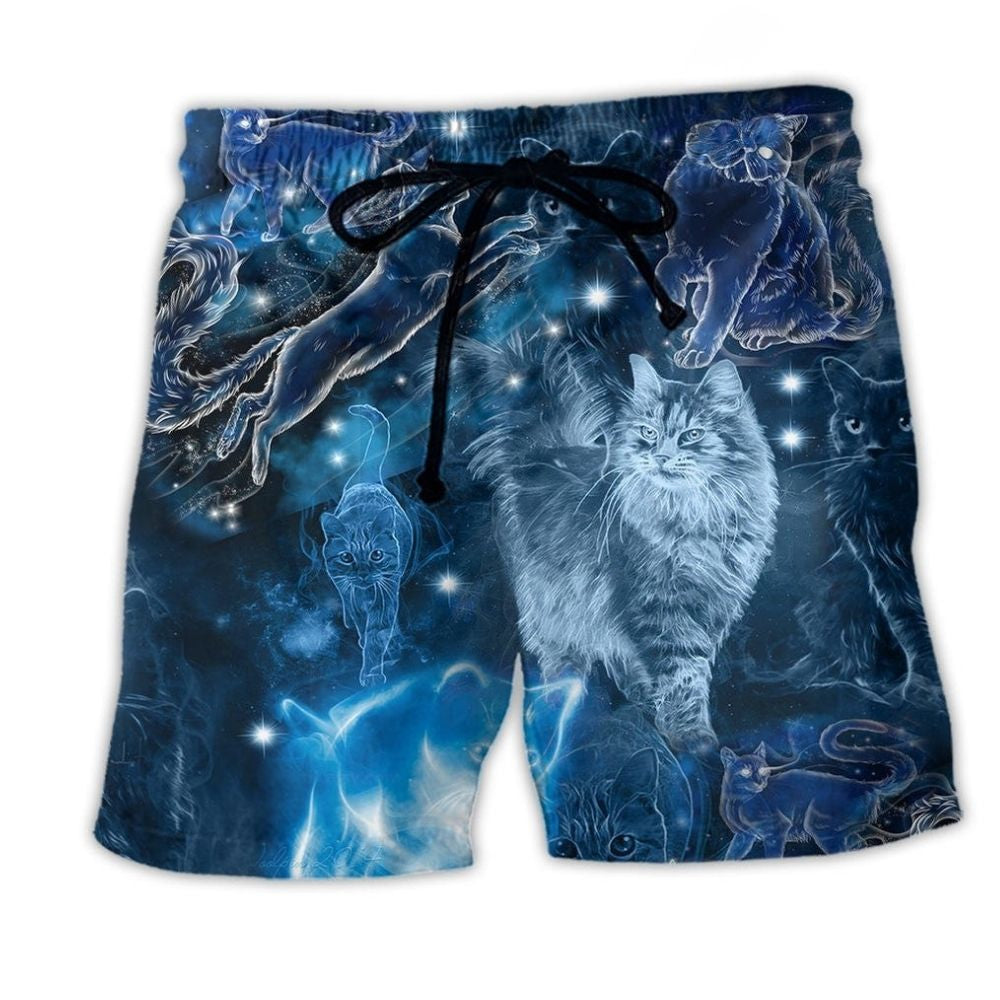 Blue Neon Cat Love – Beach Short