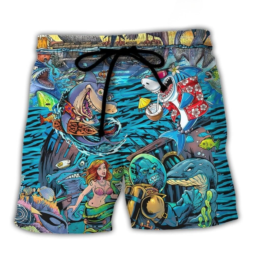 Underwater Shark Bar Scene – Beach Short