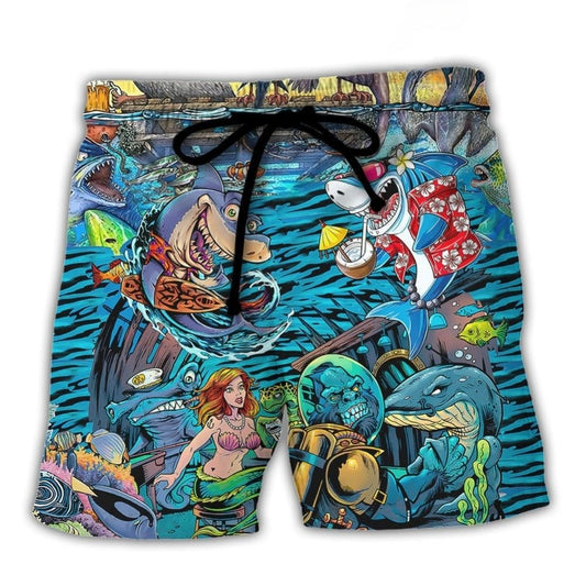 Underwater Shark Bar Scene – Beach Short