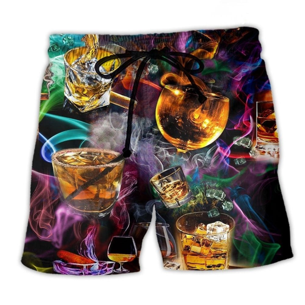 Wine Night Fire Mood Art - Beach Short