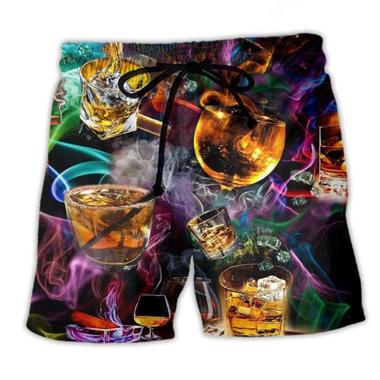 Wine Night Fire Mood Art - Beach Short