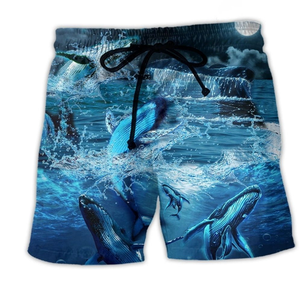 Whale Ocean Blue Love Style – Beach Short