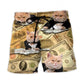 Vintage Money Cat Fun Illustration – Beach Short