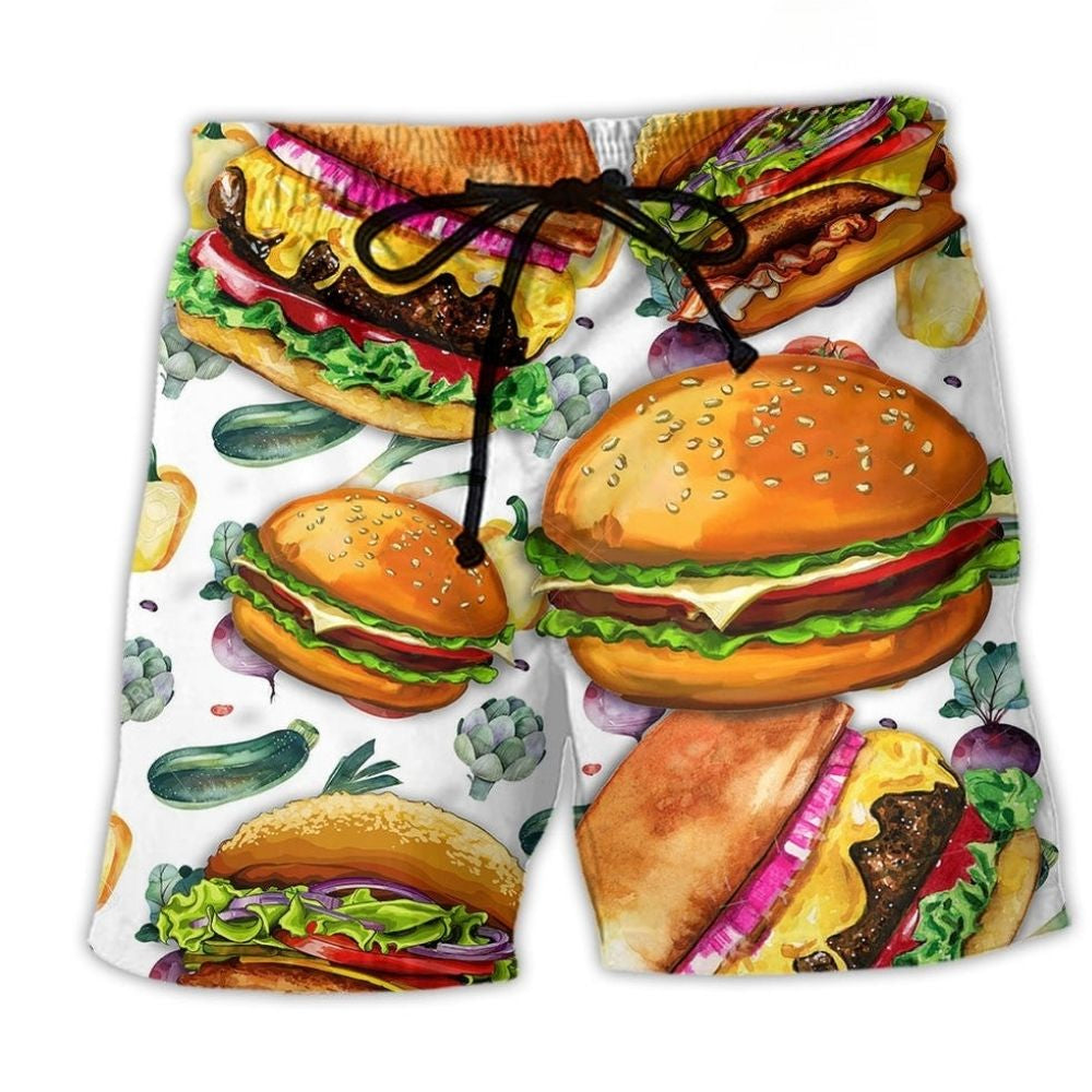 Burger Lover Funny Food Quote Art – Beach Short