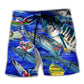 Fishing Ocean Blue Christmas Night Art – Beach Short