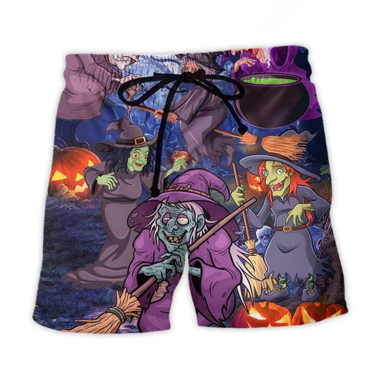 Funny Witch Pumpkin Magic Forest – Beach Short