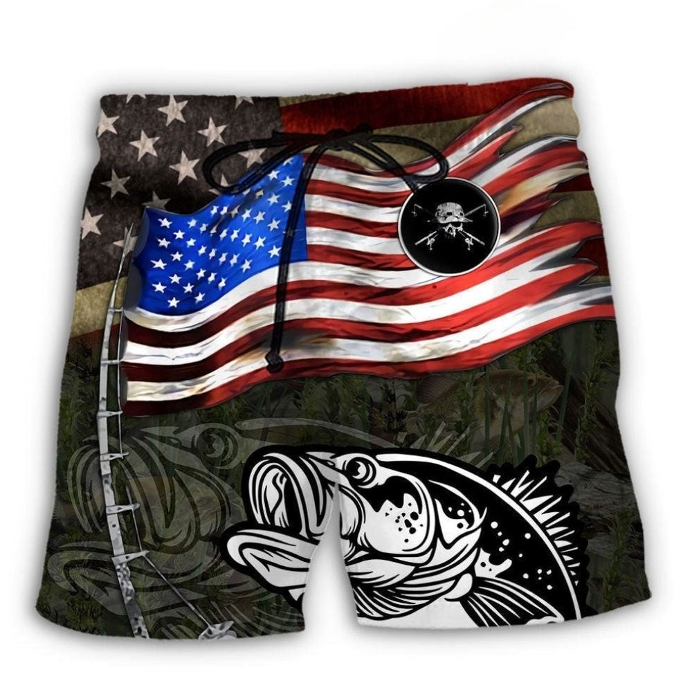 Fishing USA Flag Retro – Beach Short