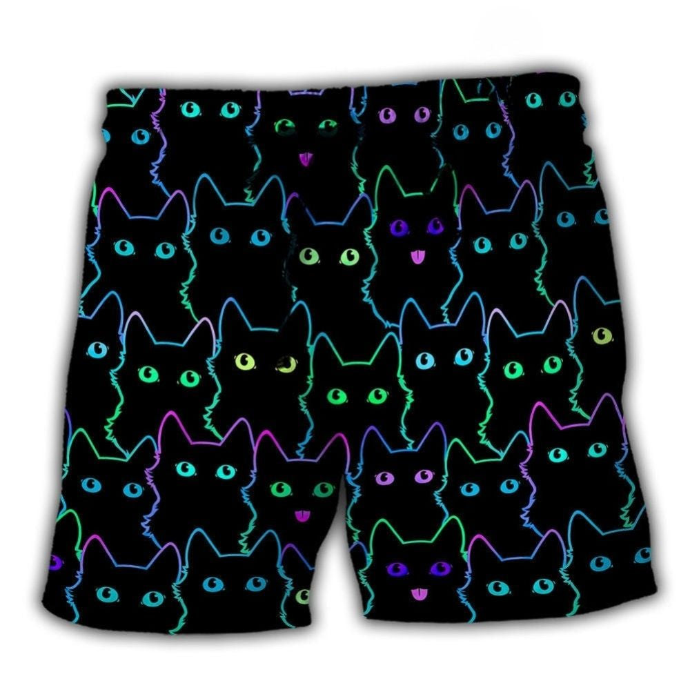 Cute Little Cat Minimal Art – Beach Short