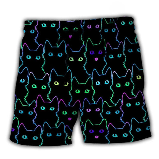Cute Little Cat Minimal Art – Beach Short