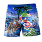 Christmas Santa Riding Dragon Fantasy – Beach Short