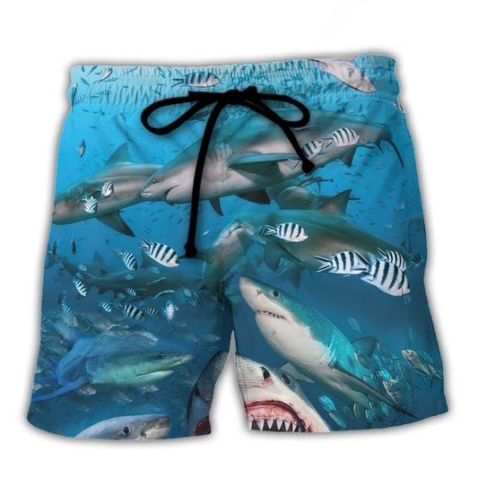 Sharks Hunting Together Ocean Life – Beach Short