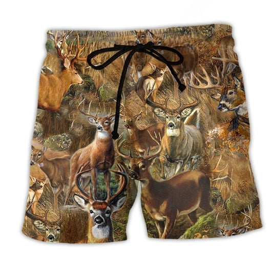 Dry Forest Deer Scene – Beach Short