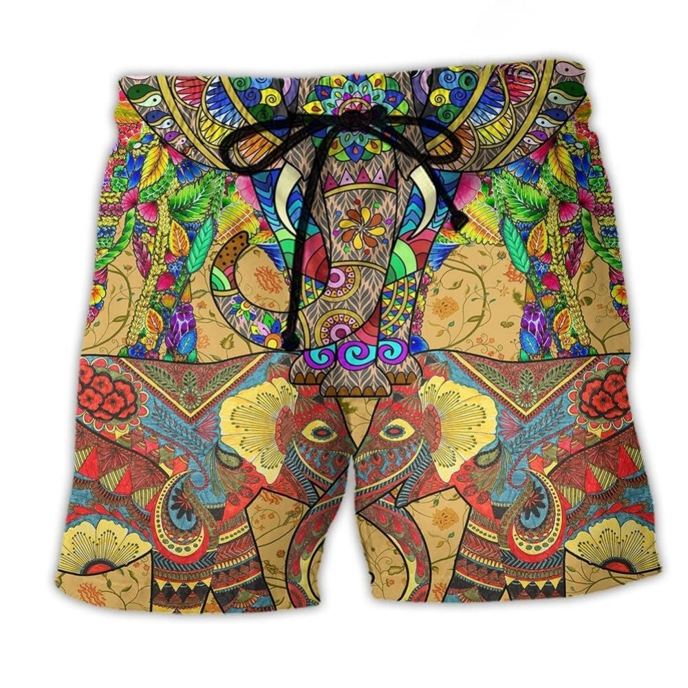 Colorful Elephant Artistic Style - Beach Short